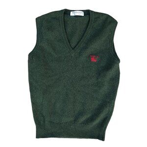 VINTAGE Burberry Wool Sweater Vest Green Large